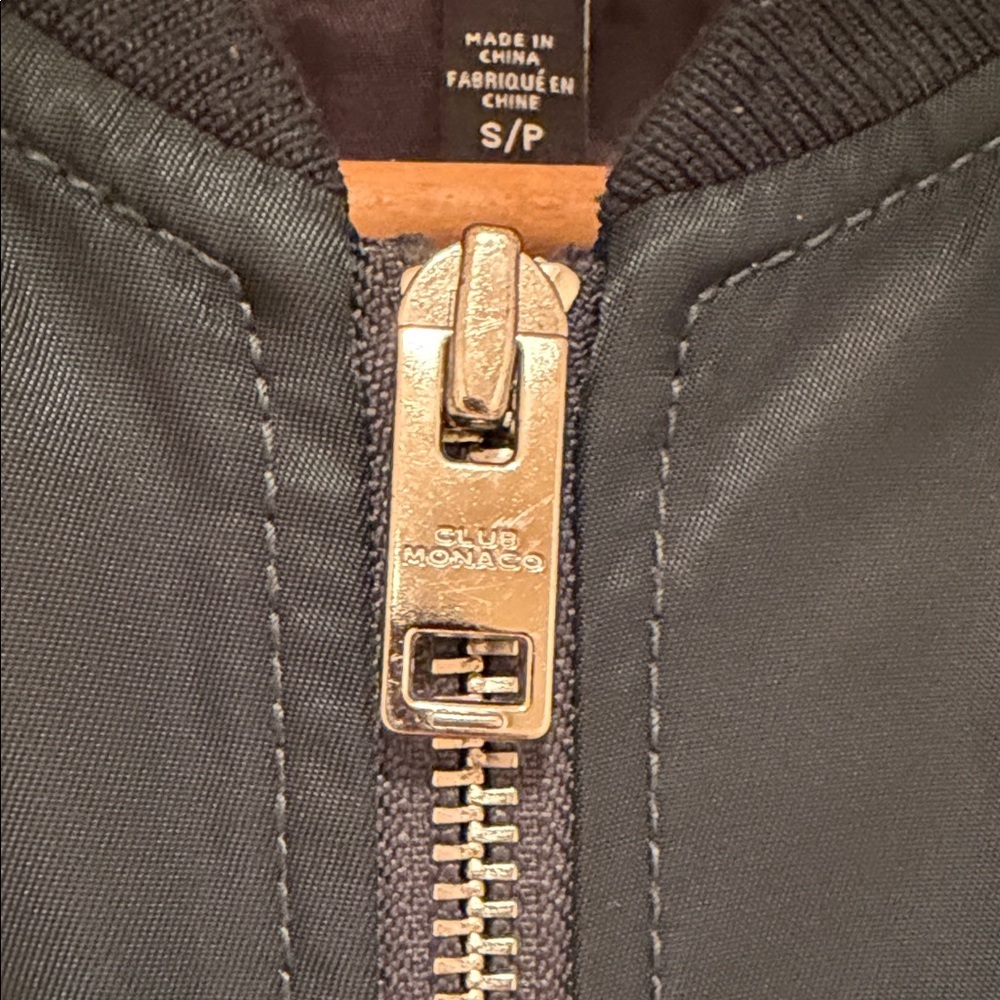 Club Monaco MA-1 Bomber Jacket Men’s Small Minimalist Nylon Zip Deep Green - Picture 7 of 14